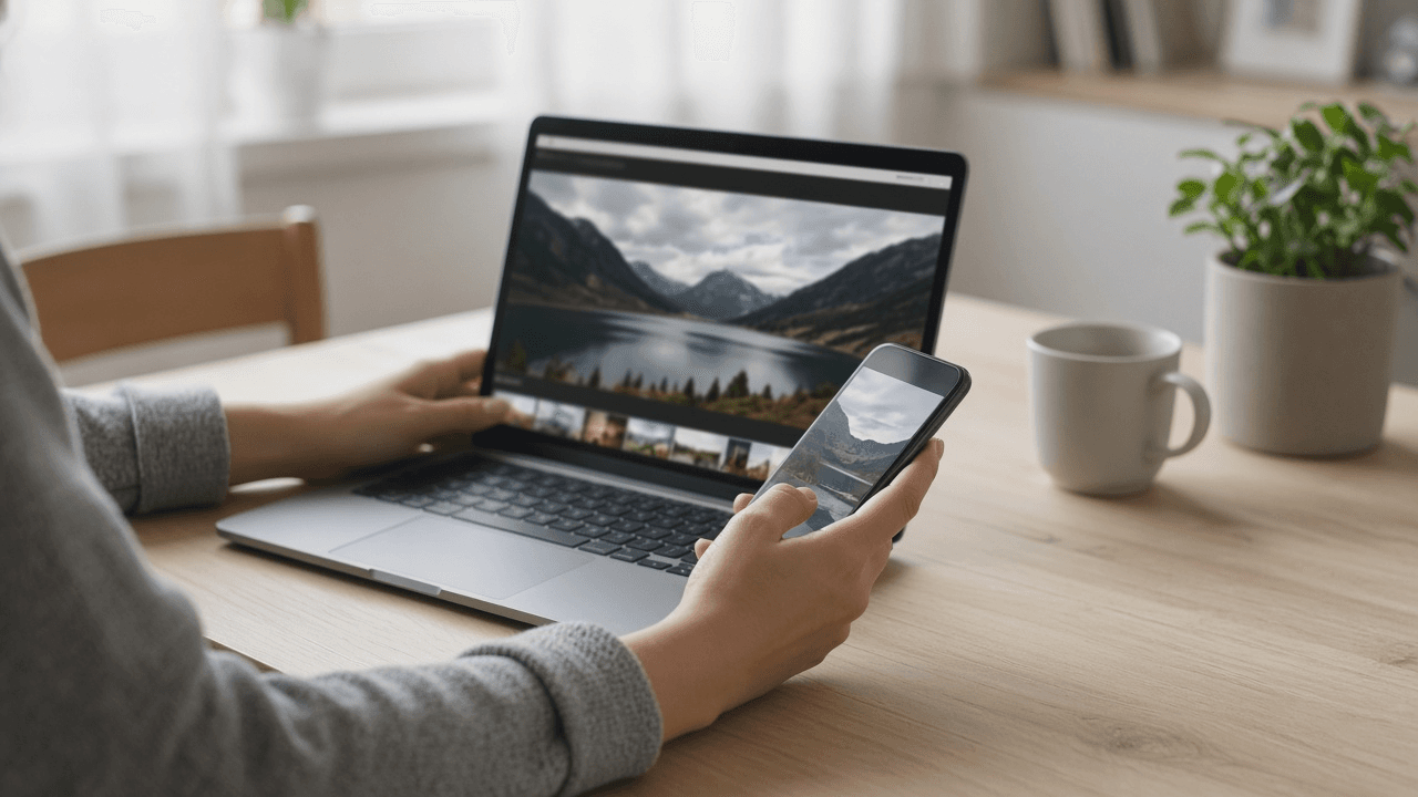 Three-step PNG to WebP conversion workflow showing upload choose WebP and download